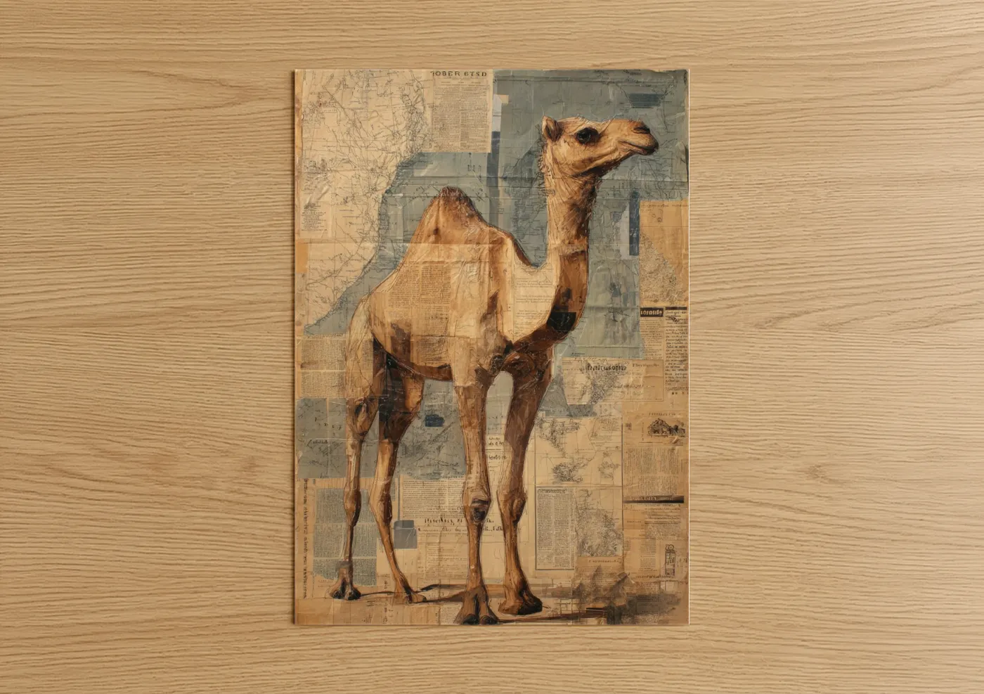 Desert Navigator Camel Mixed Media Wall Art