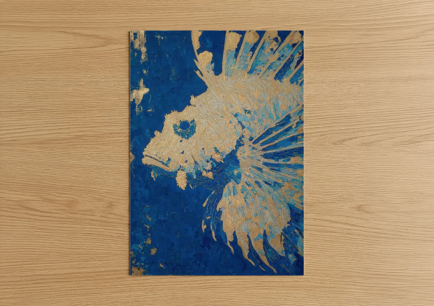 Golden Lionfish Blue Ocean Wall Art