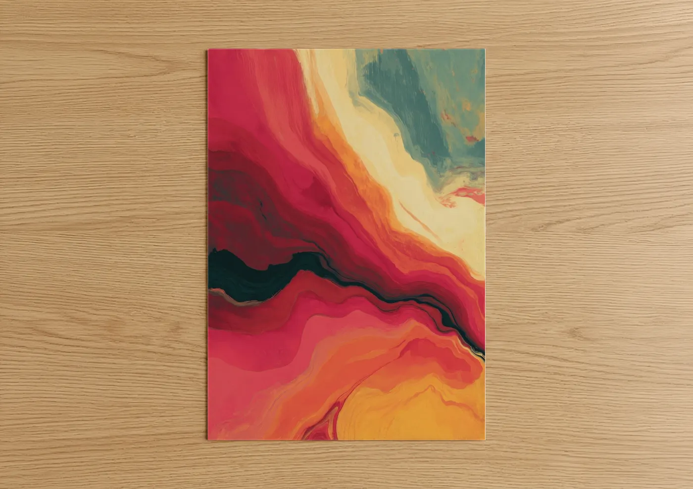 Crimson Rainbow Flow Abstract Wall Art