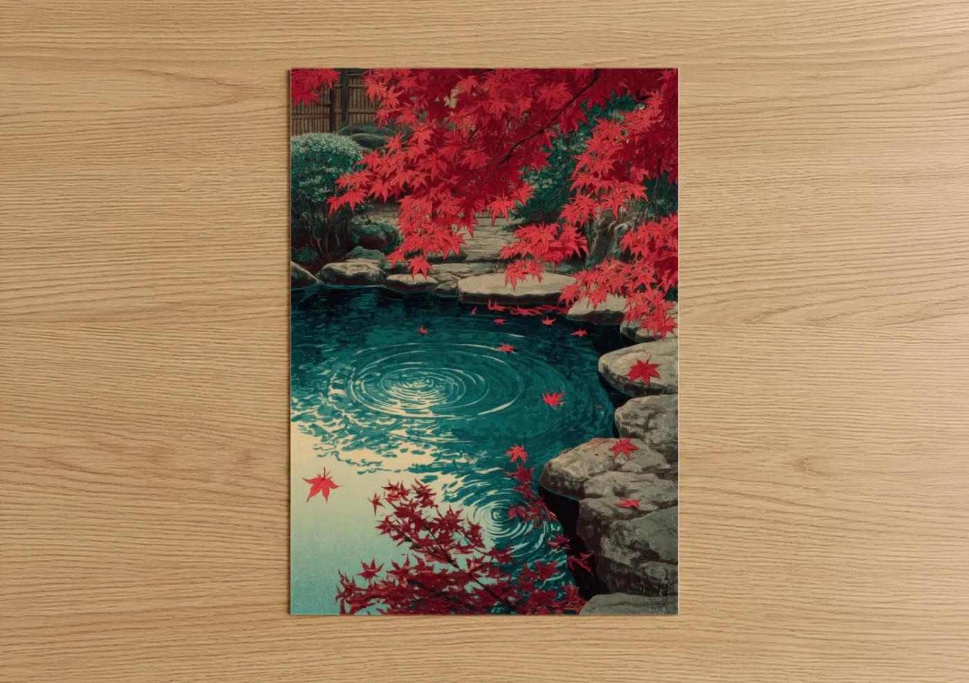 Red Maple Tree Japanese Garden Wall Art