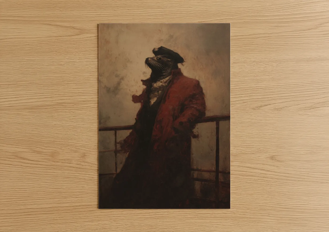 Dapper Sea Lion Vintage Portrait Wall Art