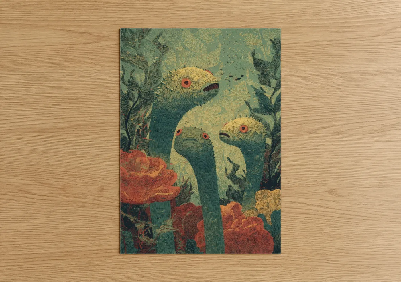 Coral Garden Eels Vintage Illustration Wall Art
