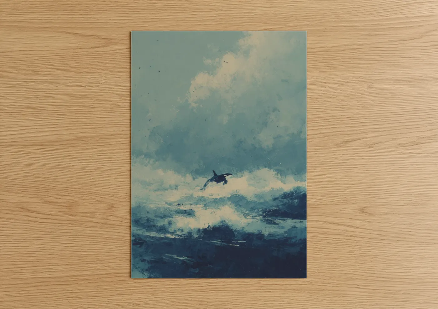 Leaping Orca Whale Watercolor Wall Art