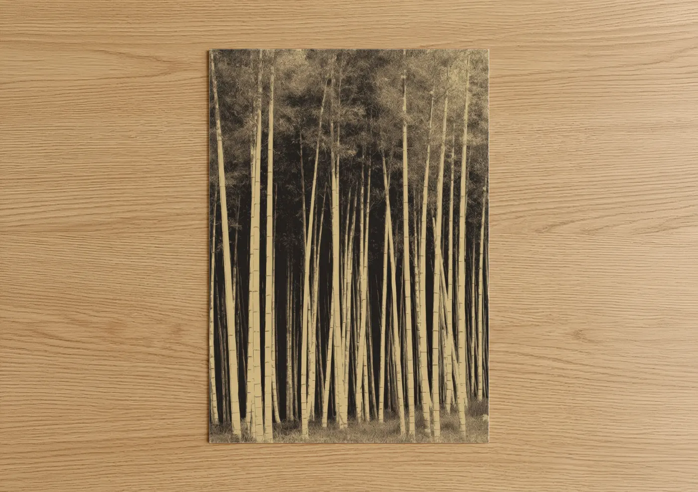 Misty Bamboo Forest Sepia Landscape Wall Art