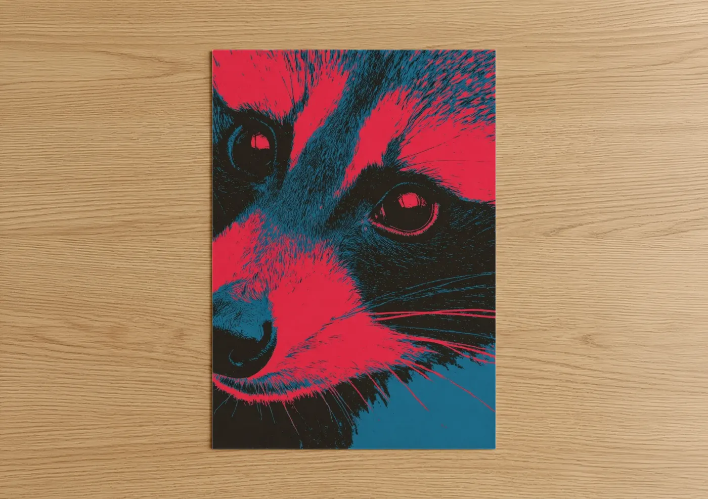 Neon Raccoon Pop Art Portrait Wall Art
