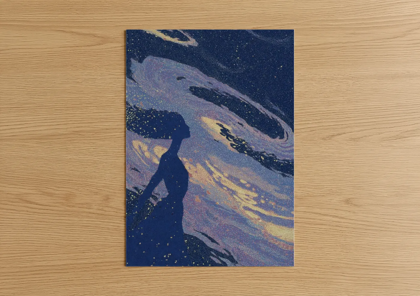 Woman Gazing at Space Galaxy Wall Art
