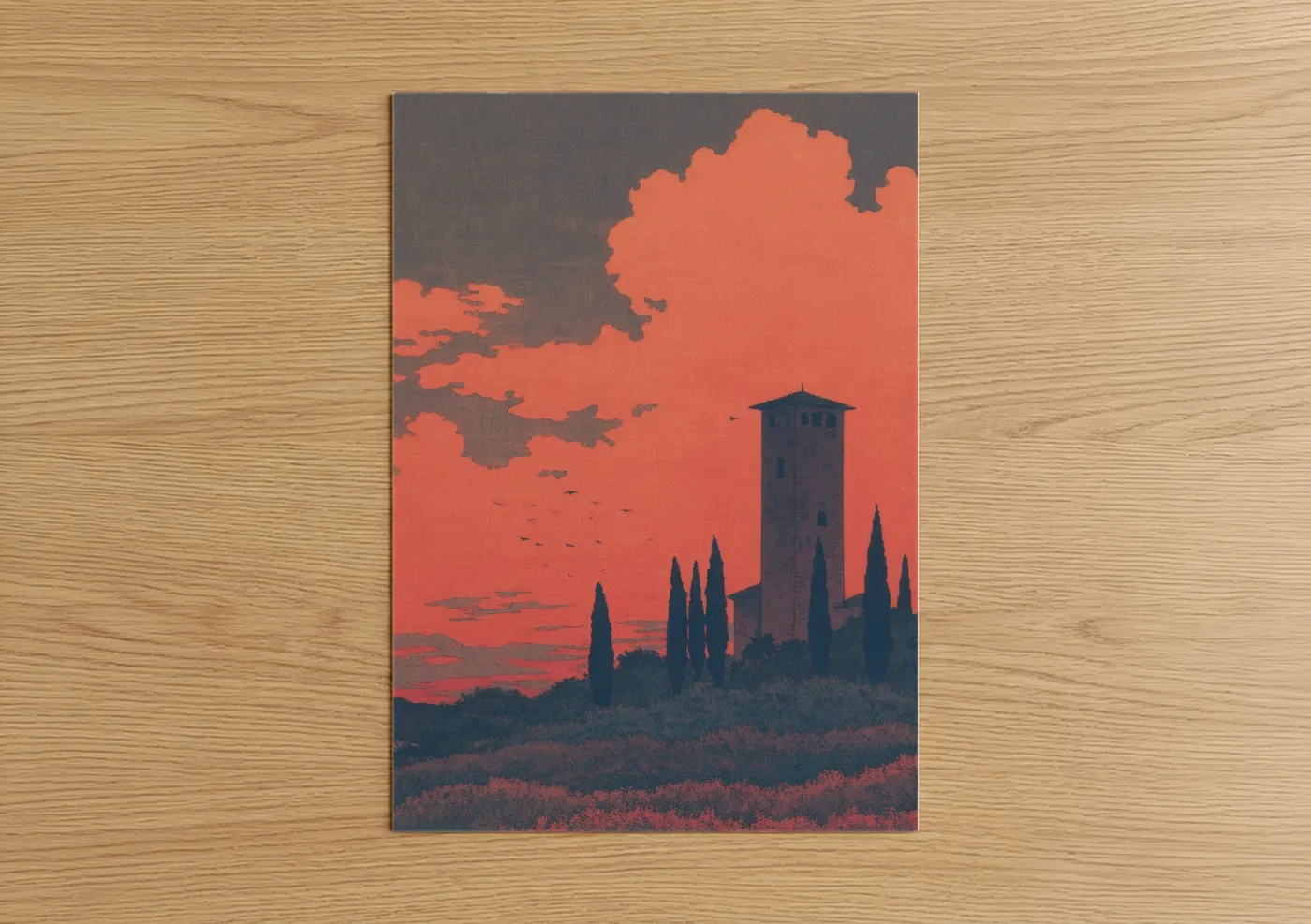 Tuscan Tower Sunset Landscape Wall Art