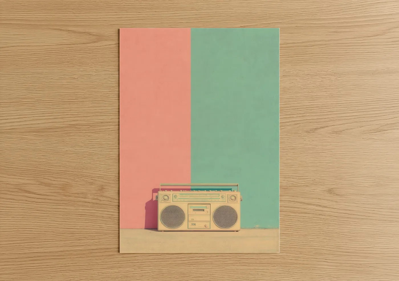 Vintage Retro Boombox Music Equipment Wall Art
