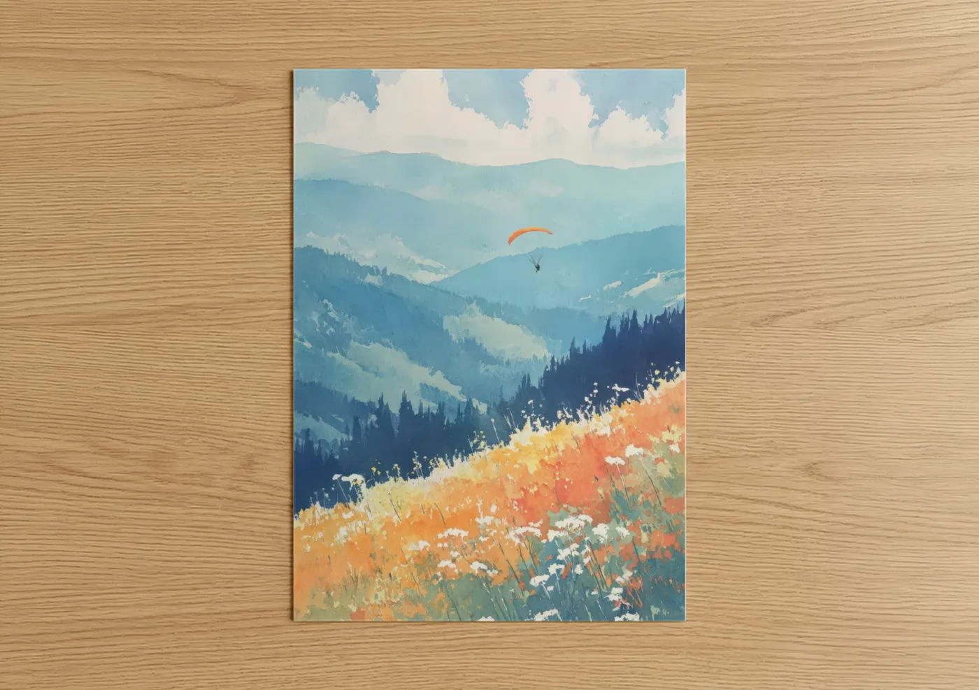 Paragliding Mountain Landscape Art Print Wall Art