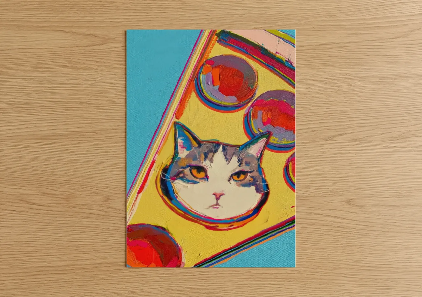 Pop Art Cat Portrait Vibrant Yellow Wall Art