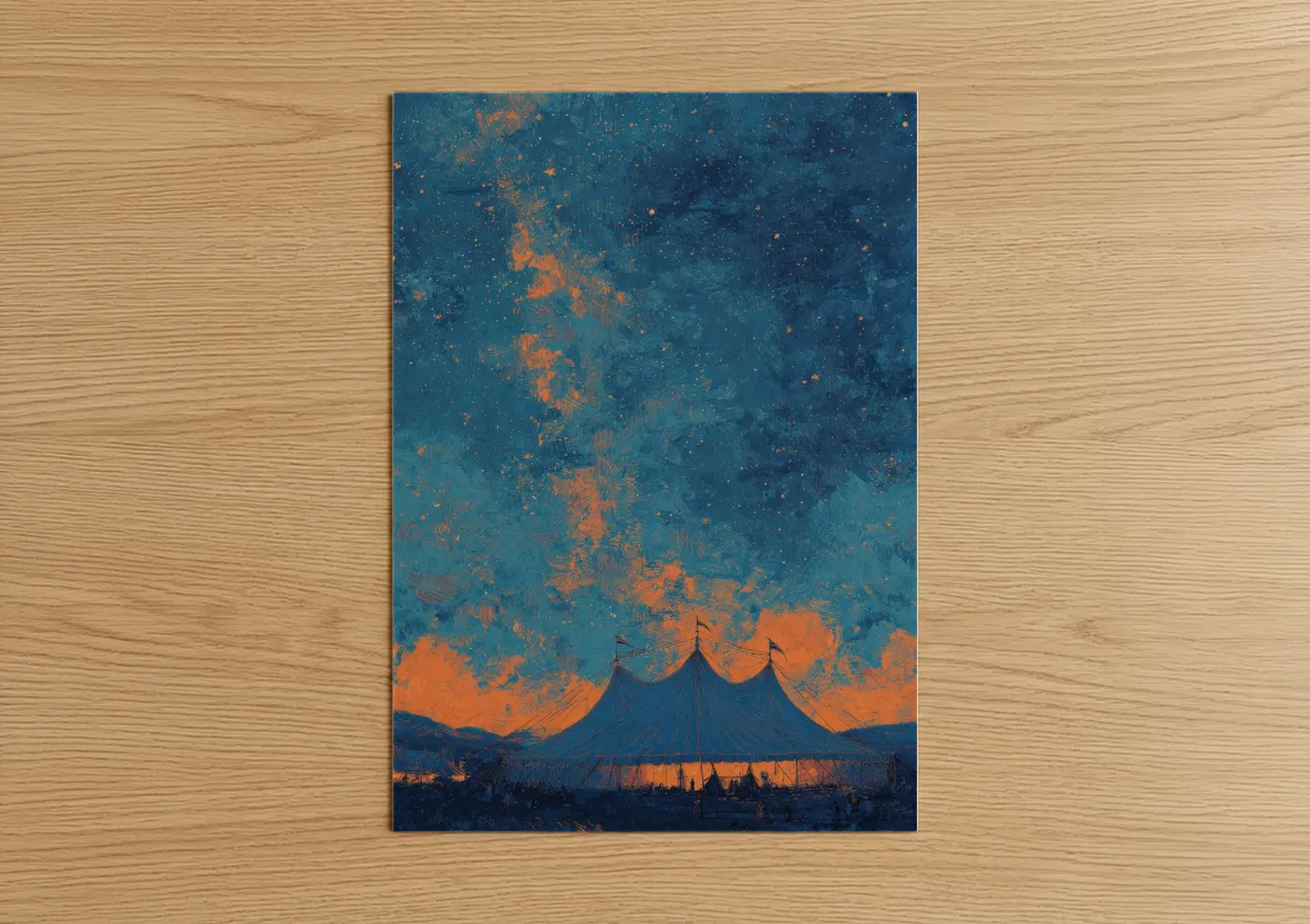 Carnival Nightscape Orange Blue Abstract Wall Art