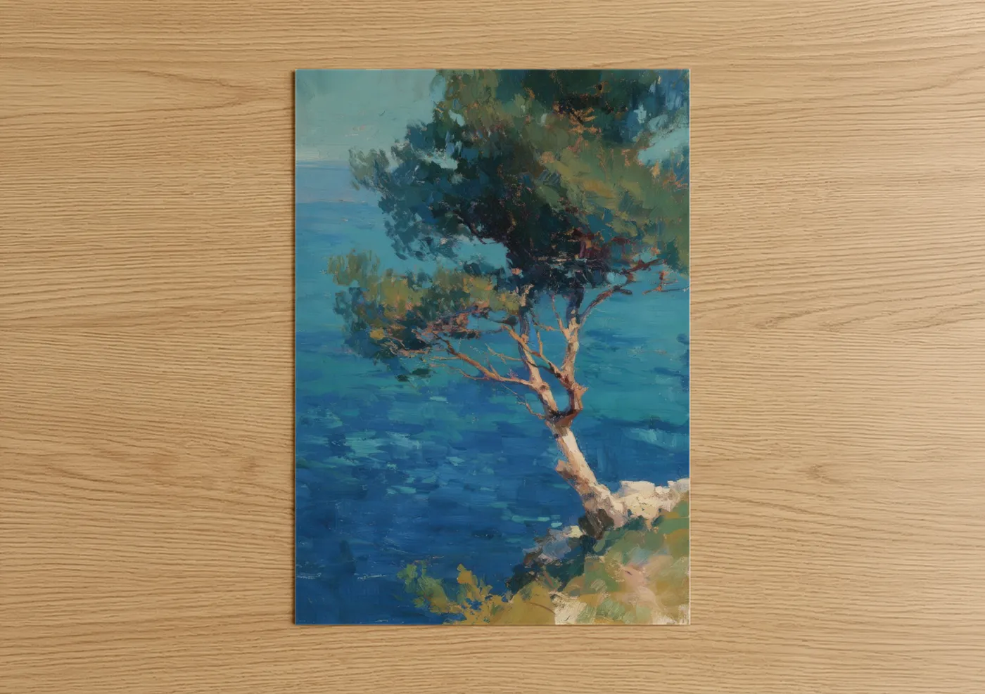 Coastal Juniper Tree Mediterranean Blue Wall Art