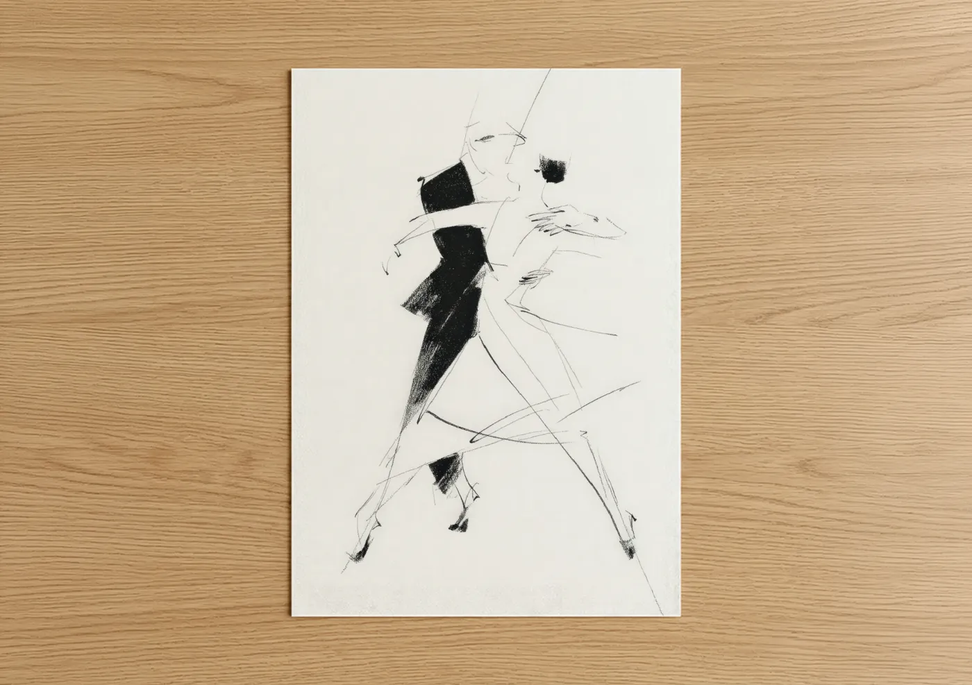 Dynamic Swing Dance Couple Line Wall Art