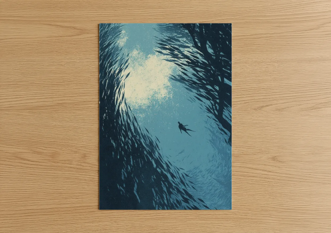 Underwater Snorkeling Adventure Silhouette Wall Art