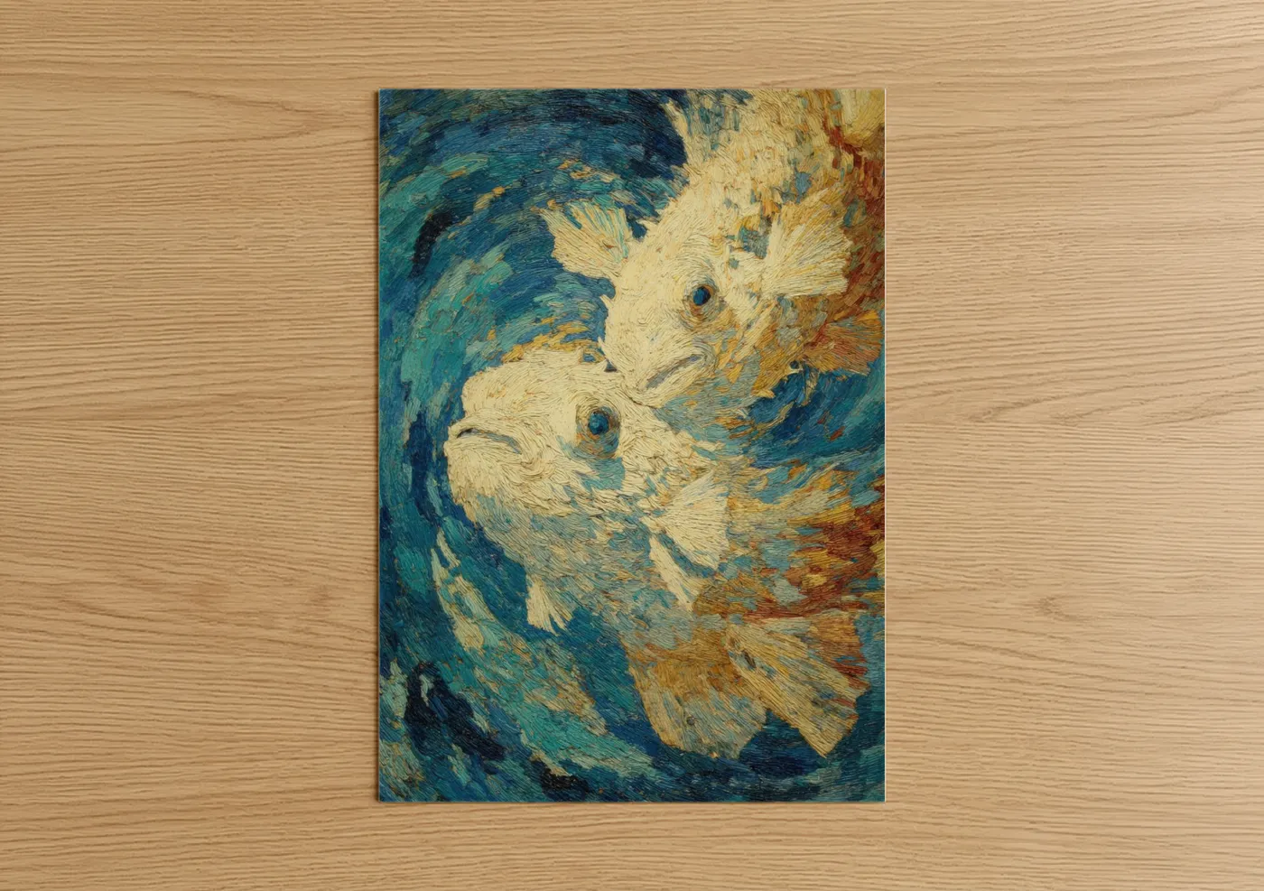 Swirling Puffer Fish Expressionist Wall Art