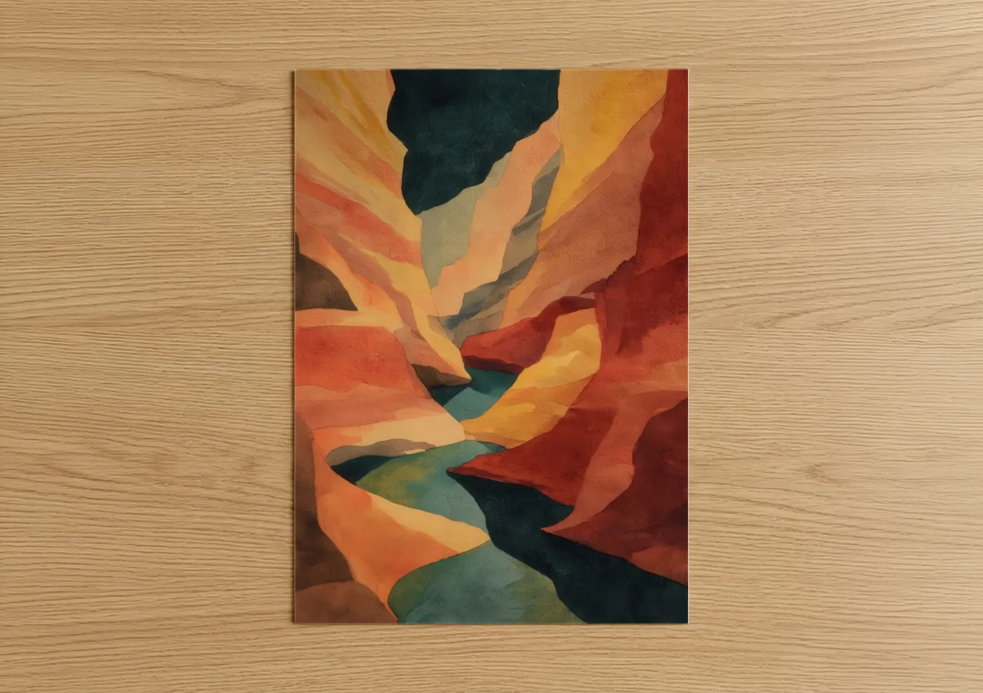 Crimson Canyon Abstract Landscape Wall Art