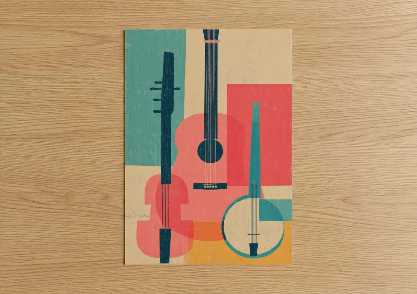 Country Music Instruments Abstract Wall Art