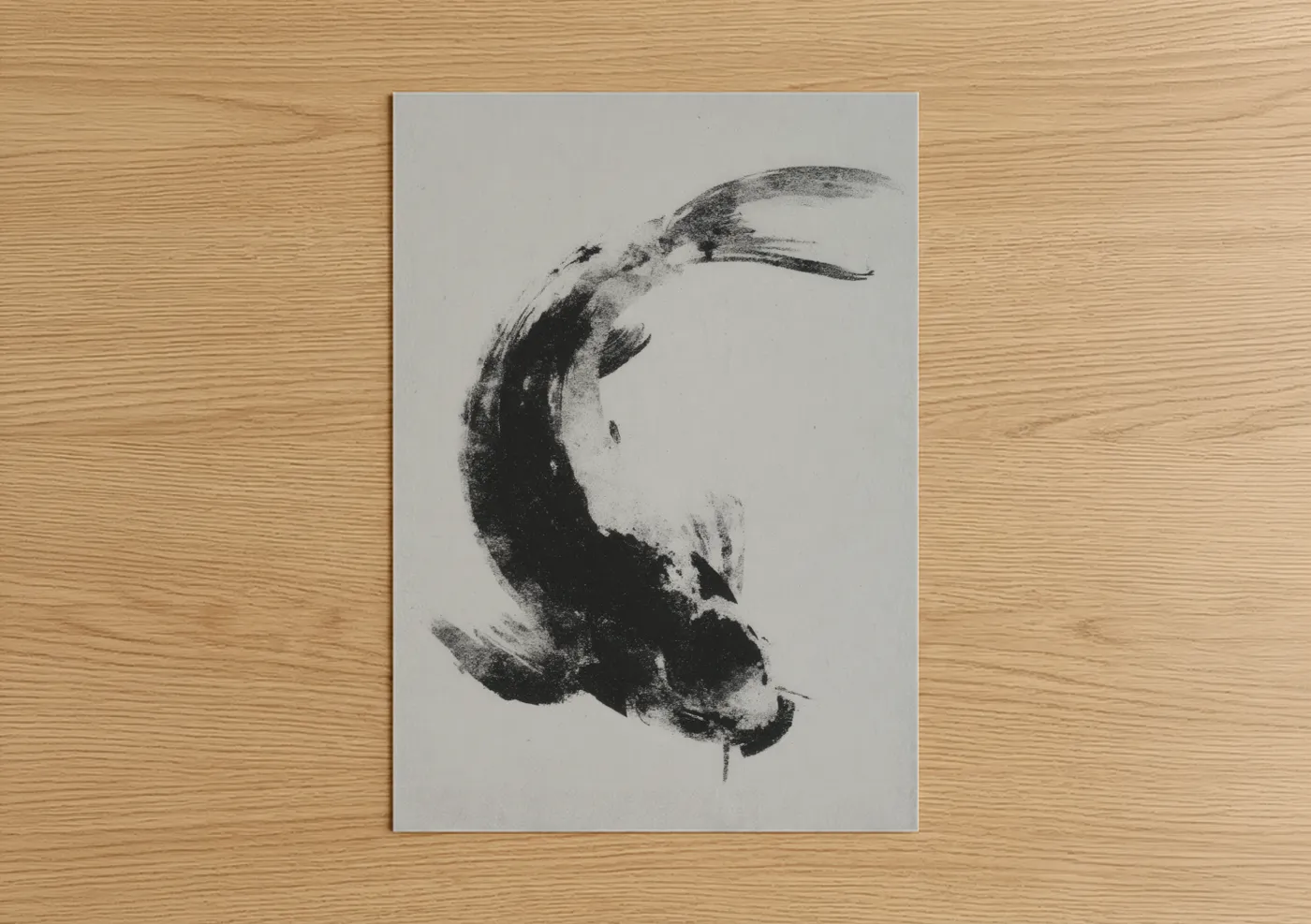 Graceful Koi Fish Black and White Wall Art