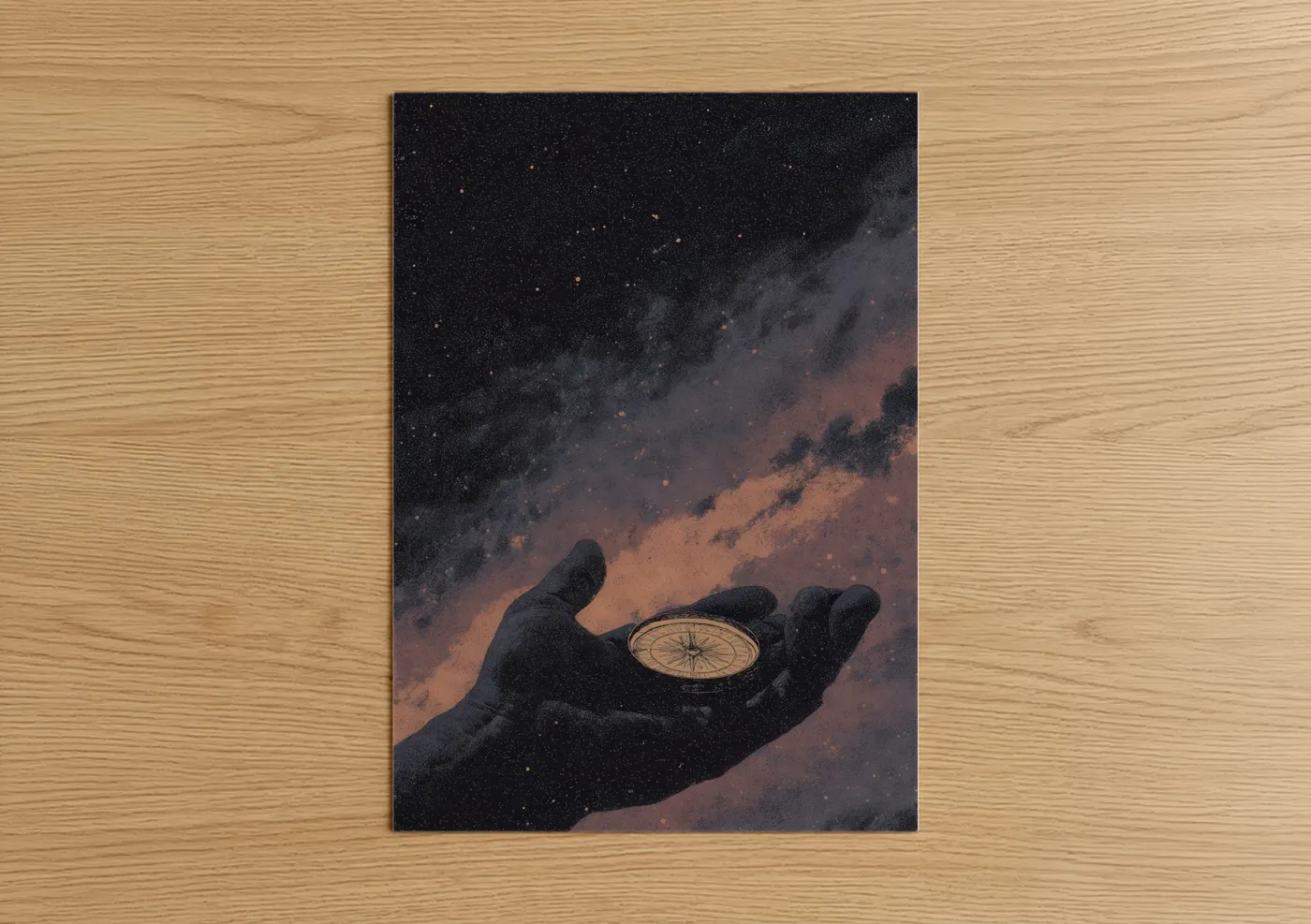 Cosmic Compass Milky Way Hand Wall Art