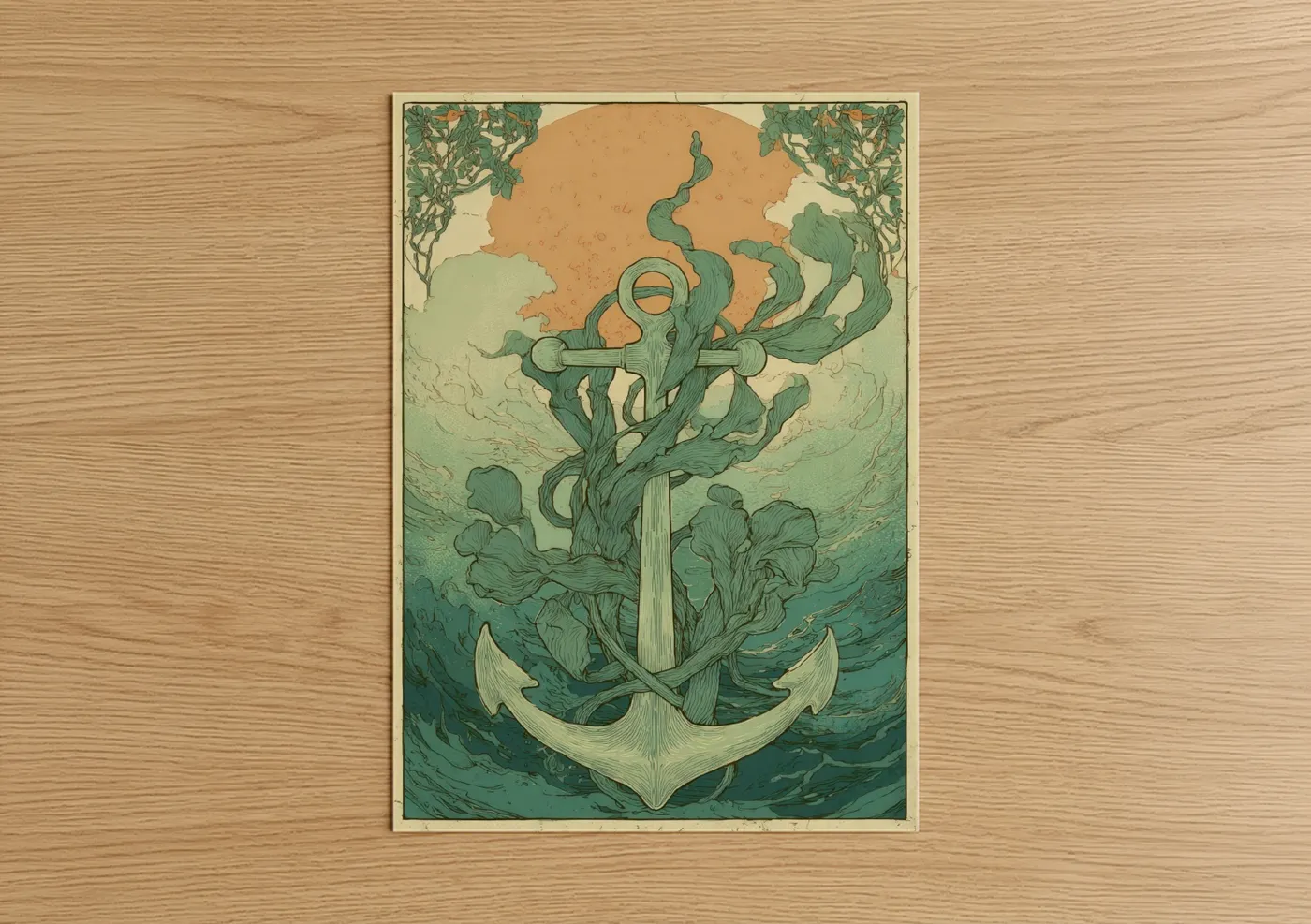 Verdant Anchor Botanical Nautical Wall Art
