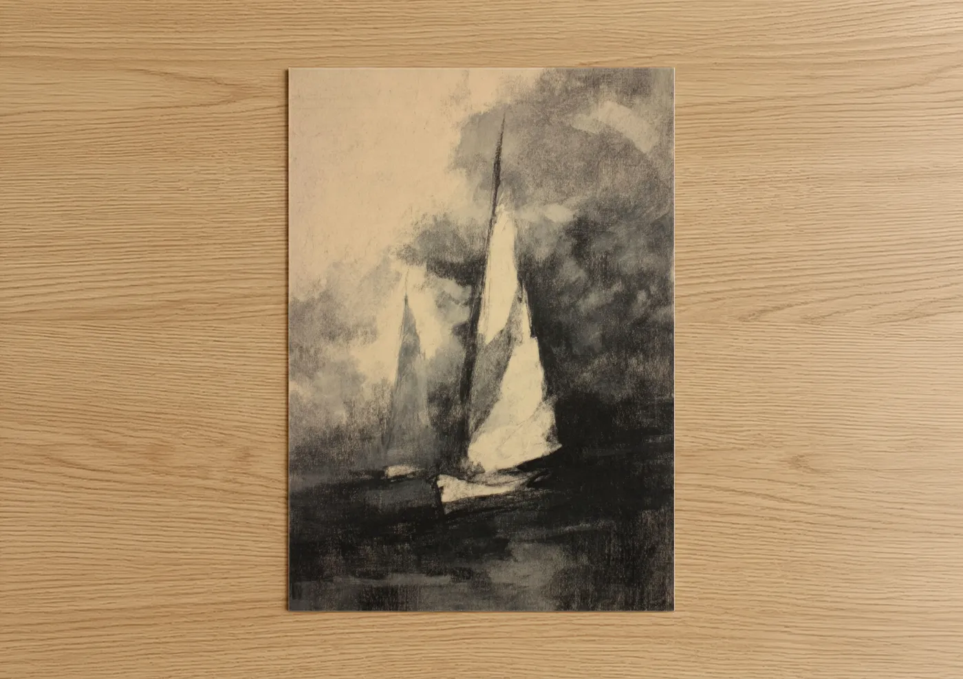 Misty Sailing Ship Atmospheric Wall Art