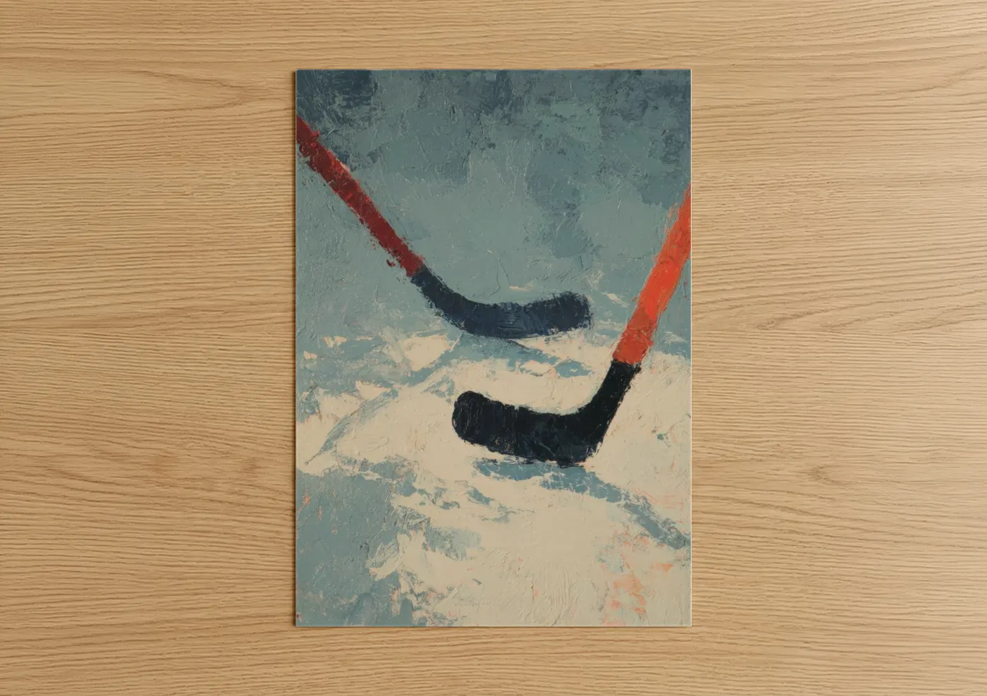 Crimson Hockey Sticks Winter Sport Wall Art