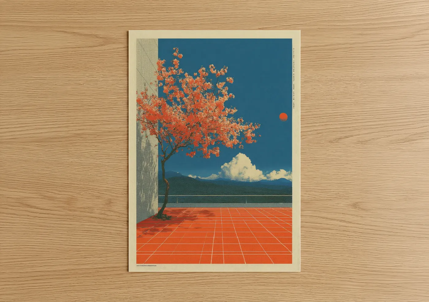 Japanese Y2K Autumn Tree Landscape Art Wall Art