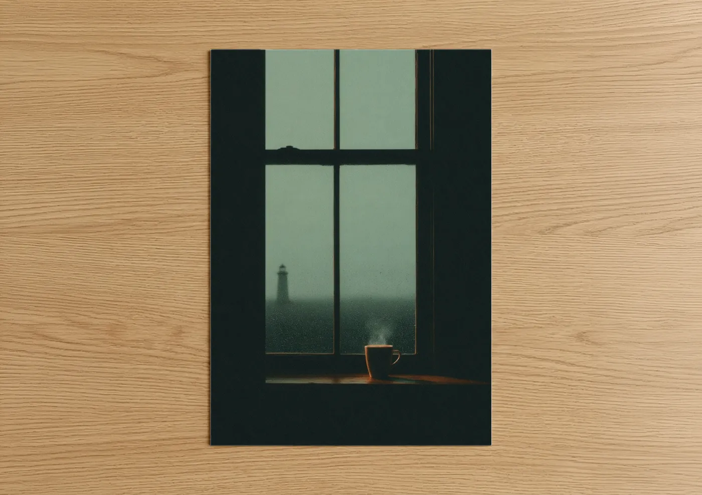 Rainy Lighthouse View Window Wall Art