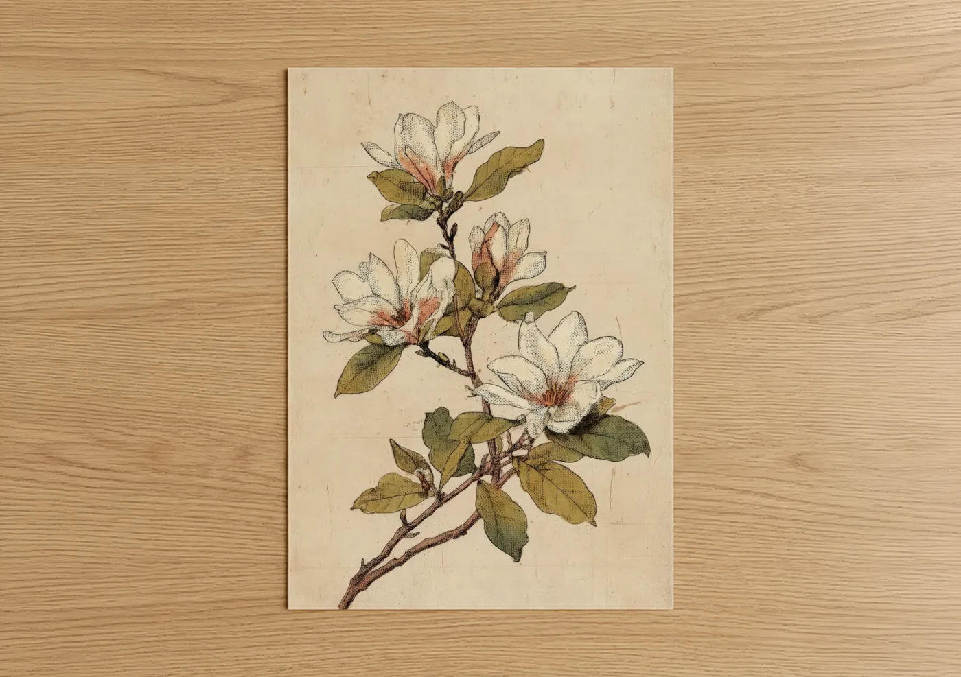 Delicate Magnolia Branch Botanical Wall Art