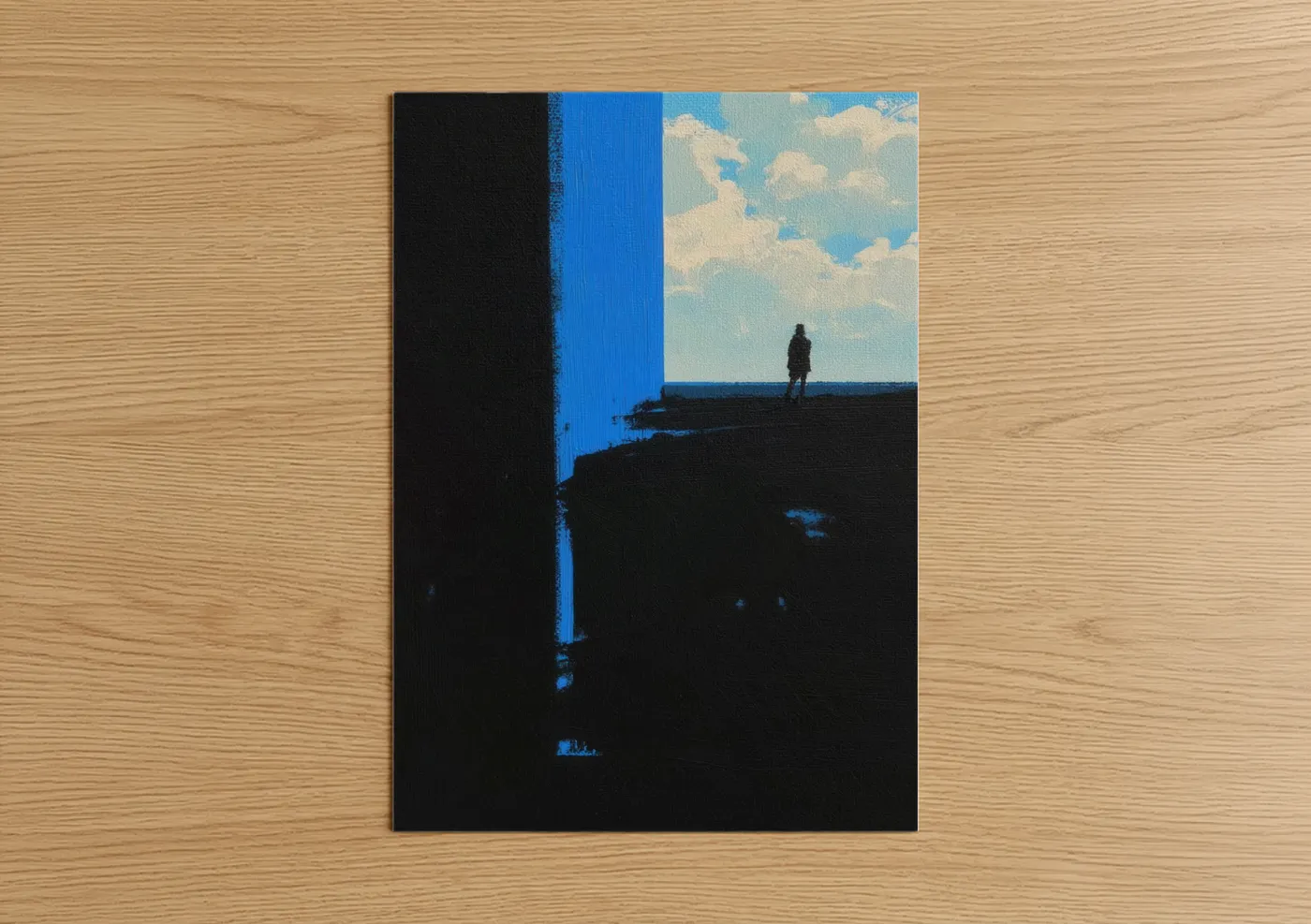 Solitary Figure Blue Gateway Abstract Wall Art