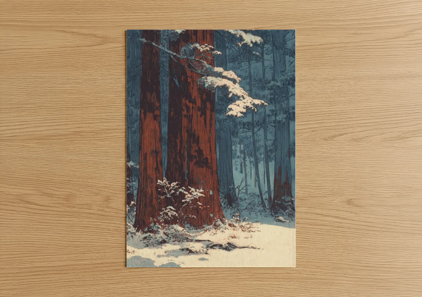 Snowy Redwood Forest Winter Landscape Wall Art