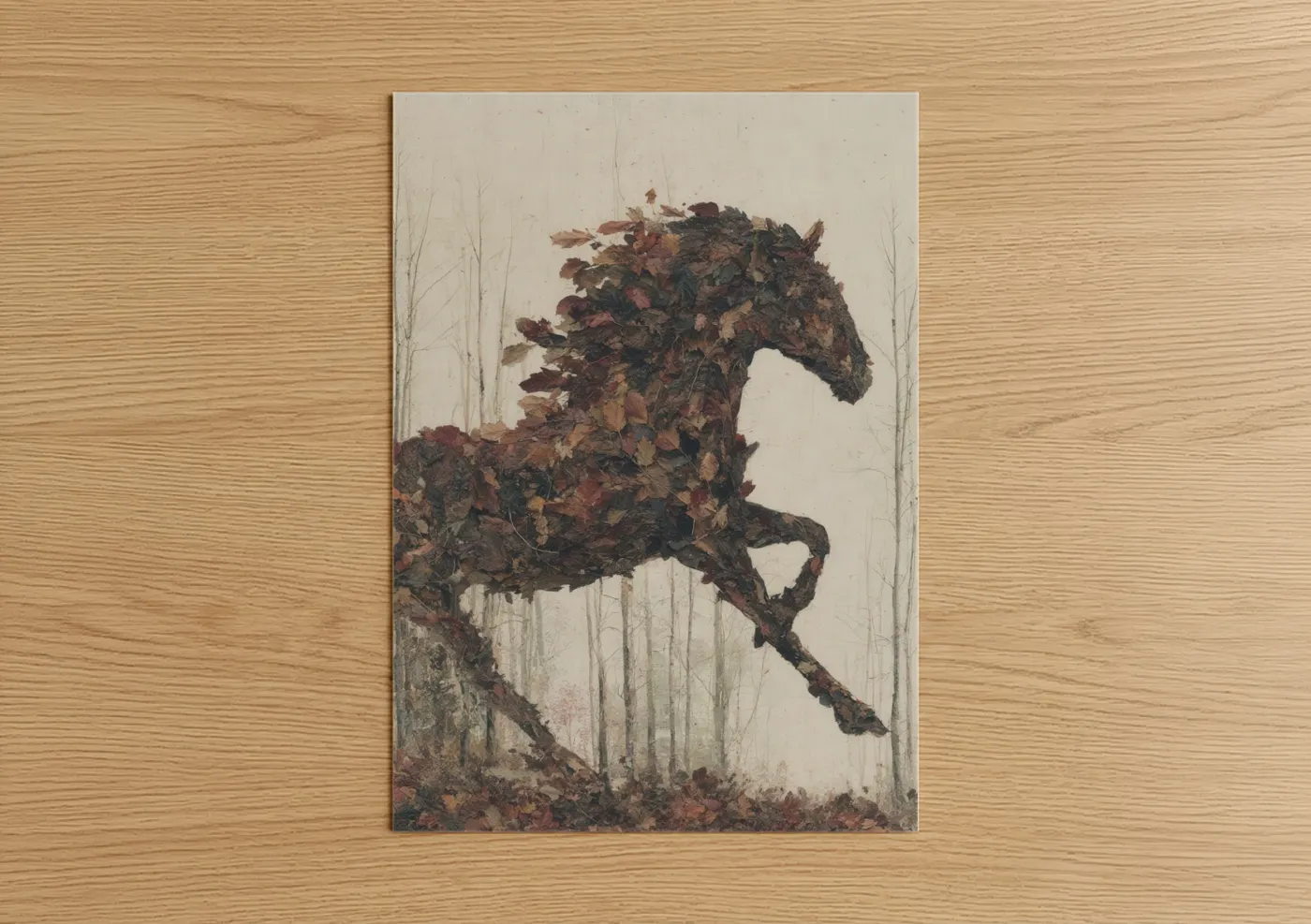 Autumn Horseback Horse Leaf Wall Art
