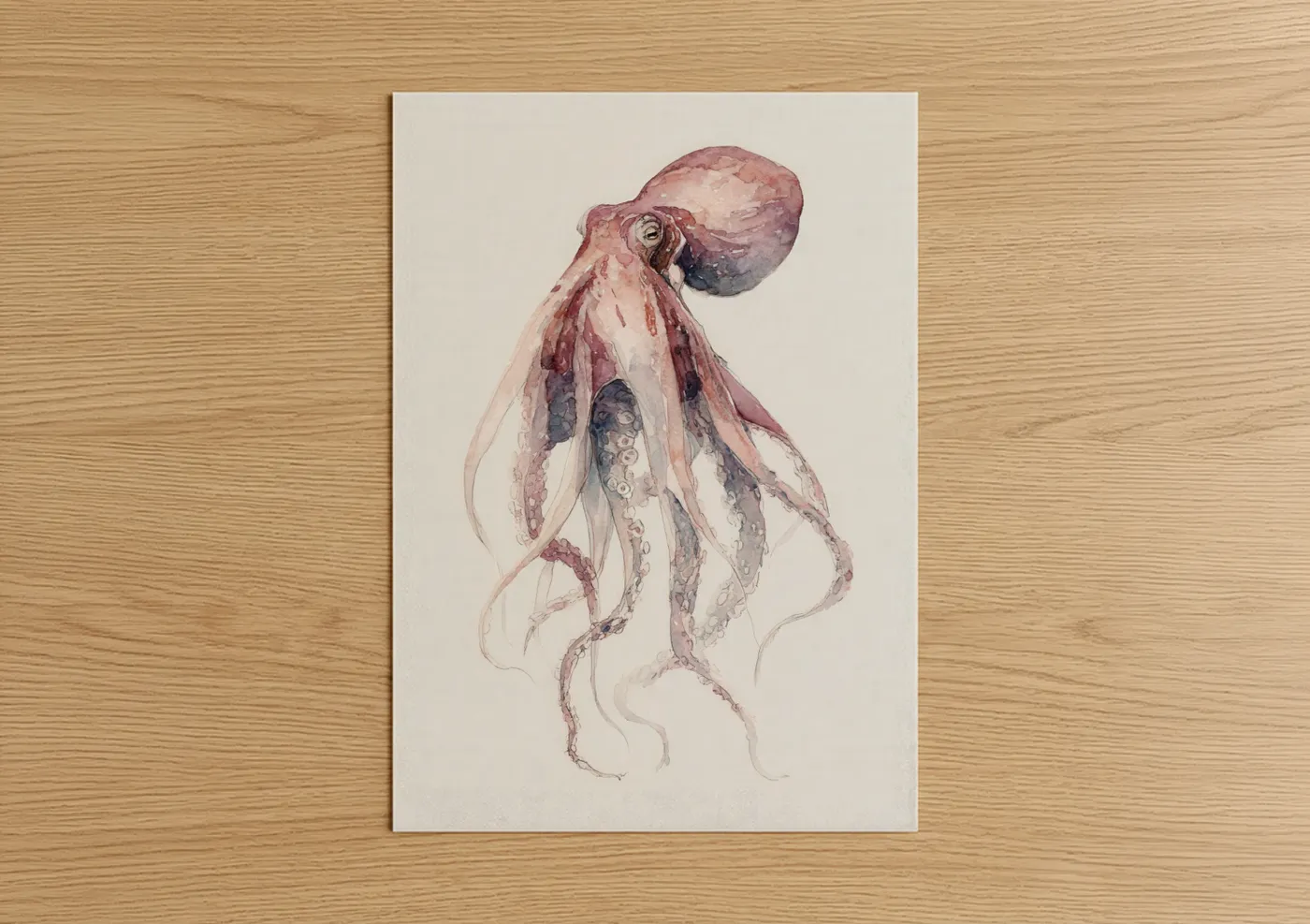 Ethereal Octopus Watercolor Sea Life Wall Art