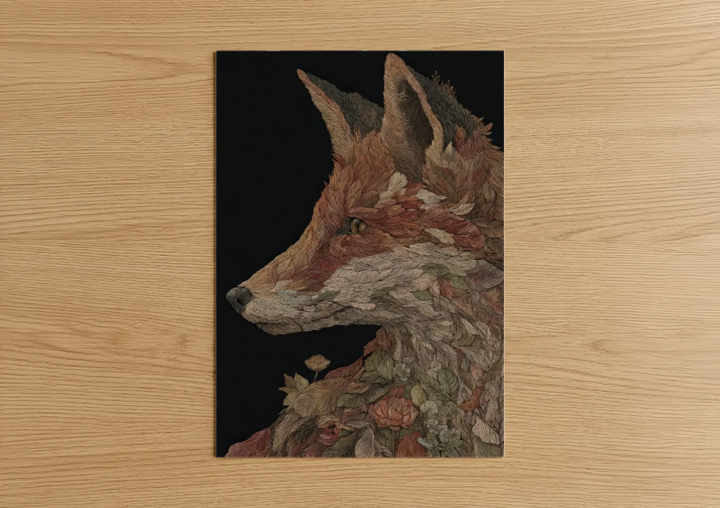 Botanical Fox Profile Illustration Wall Art