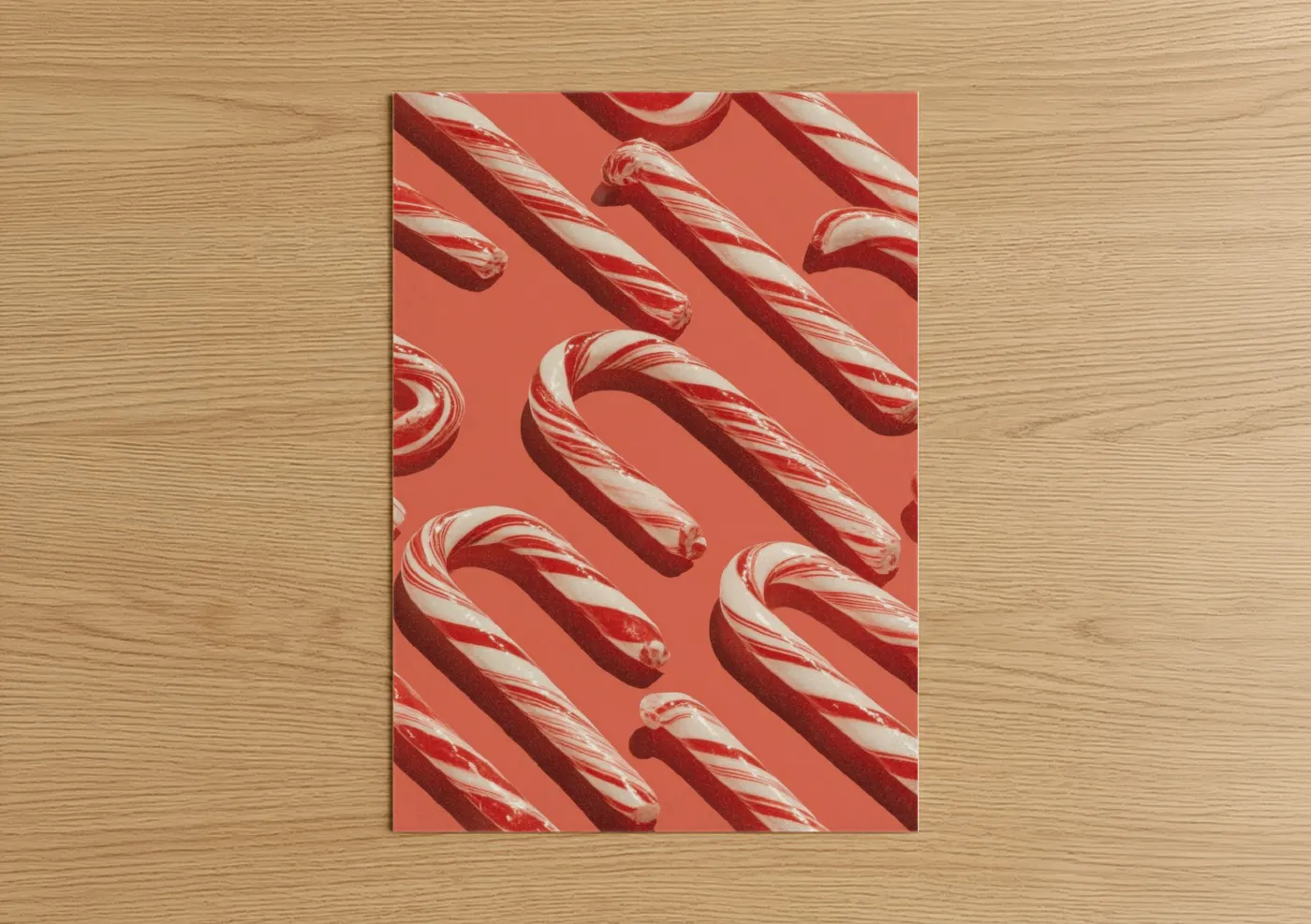 Festive Candy Cane Red and White Striped Wall Art