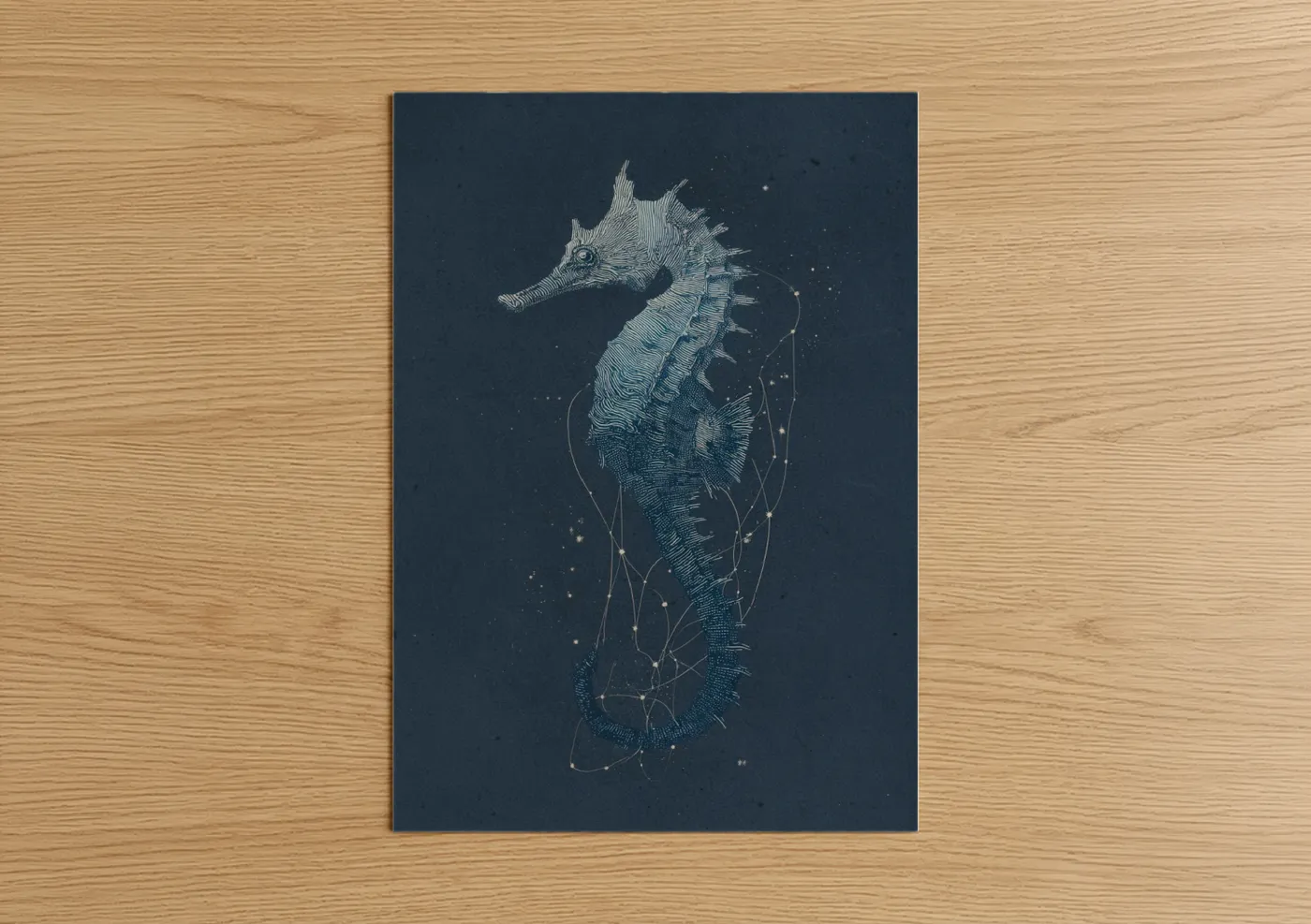 Celestial Seahorse Line Art Constellation Wall Art