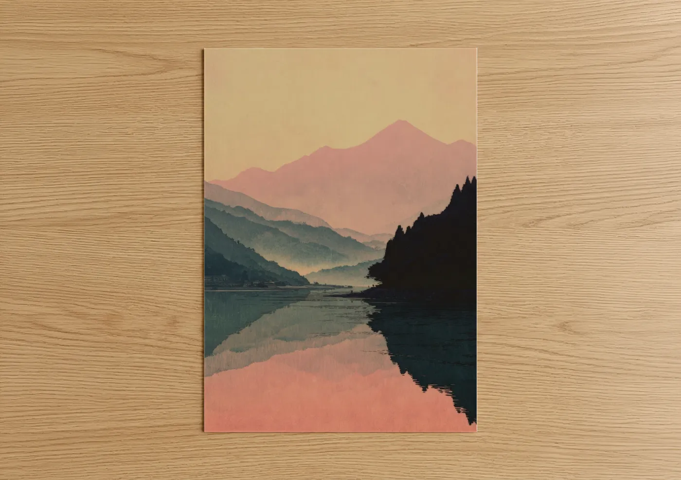 Mountain Lake Morning Sky Landscape Wall Art