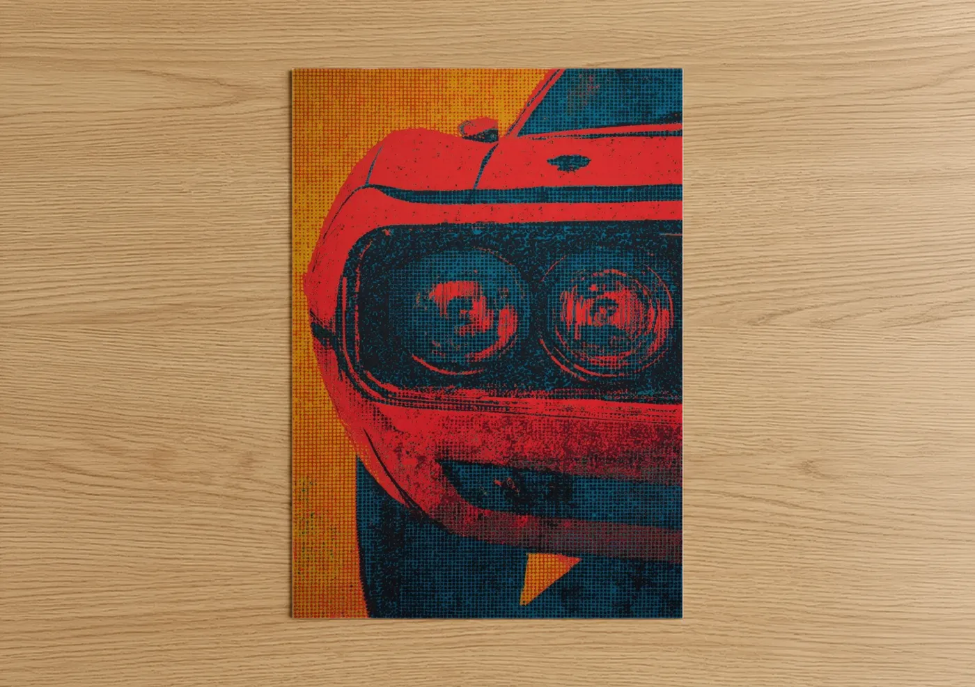 Crimson Sports Car Pop Art Illustration Wall Art