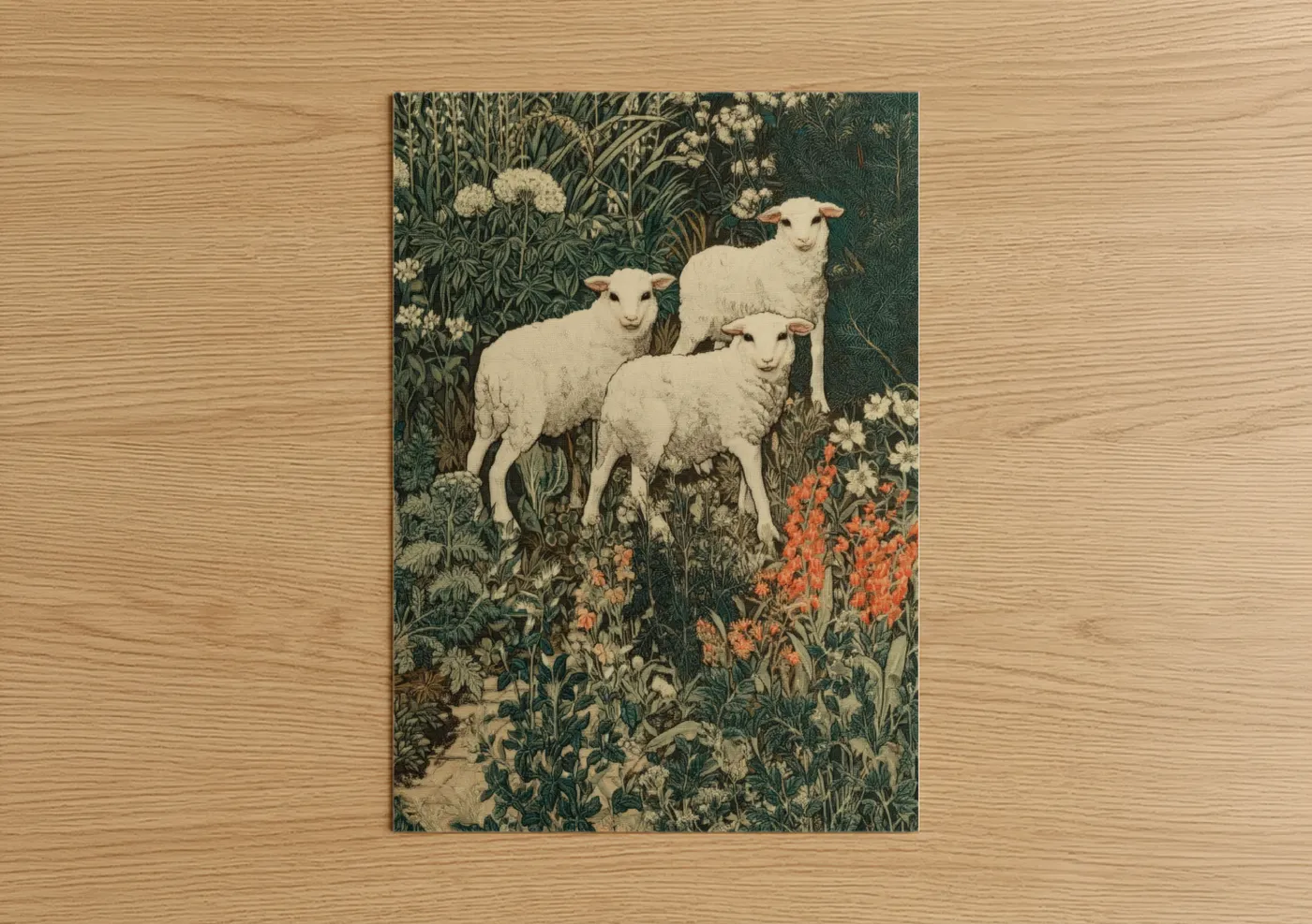 Pastoral Sheep Trio Botanical Wall Art