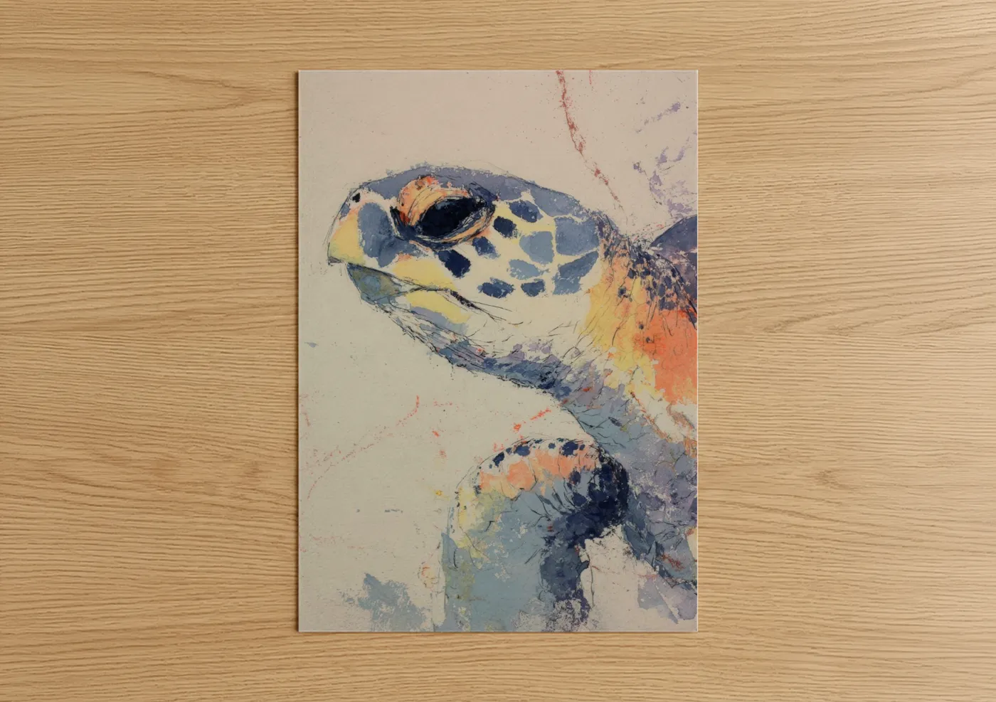 Watercolor Turtle Abstract Wall Art