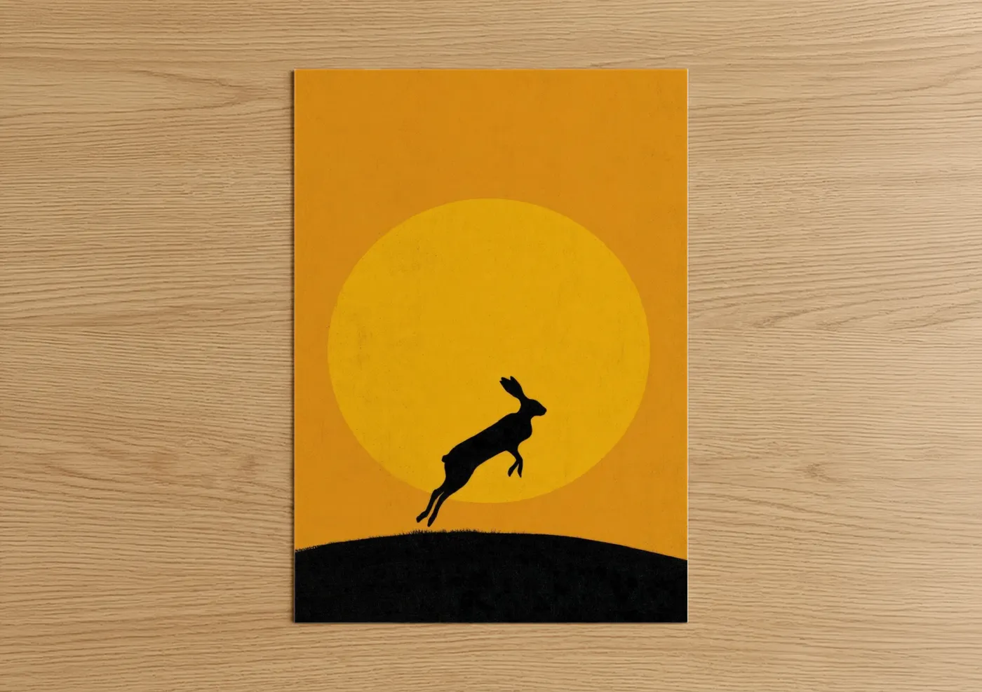 Leaping Hare Easter Silhouette Sunset Wall Art