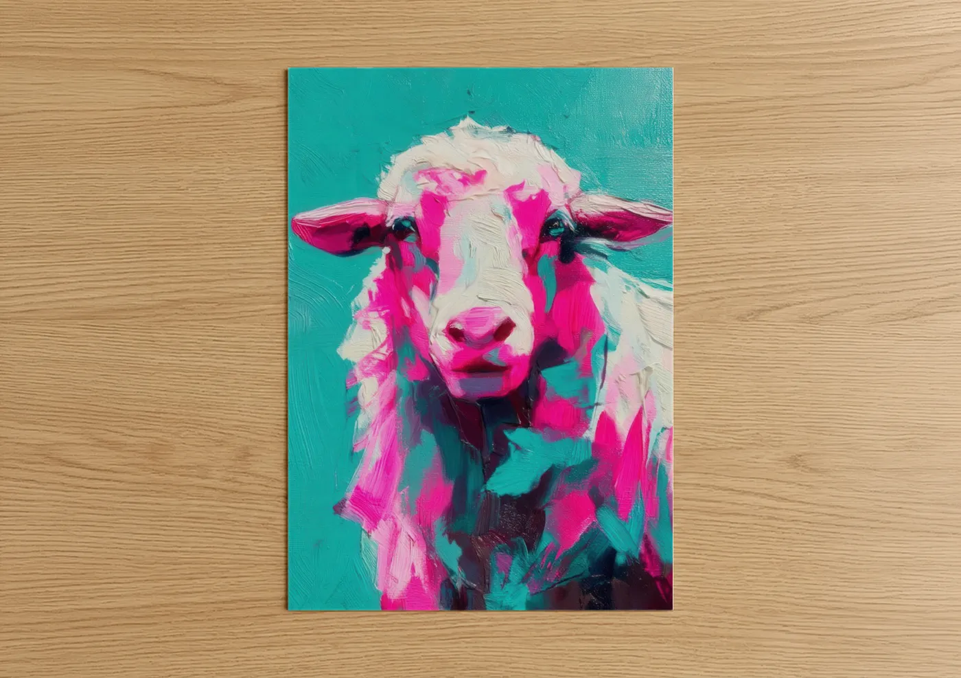 Pop Art Sheep Pink Turquoise Modern Wall Art