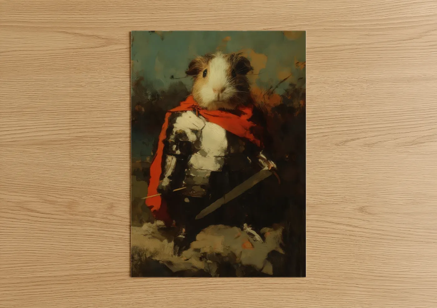 Warrior Guinea Pig With Red Cape Wall Art