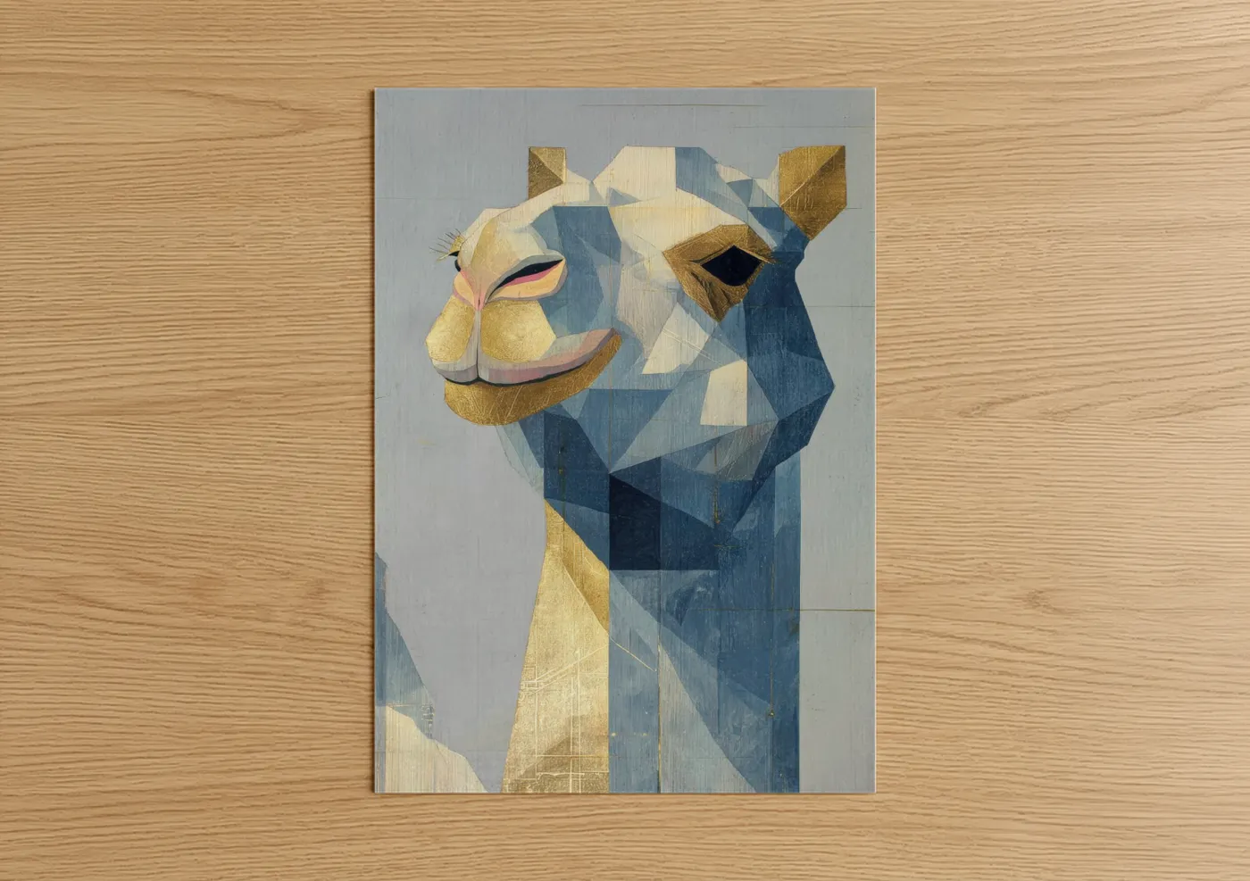 Golden Camel Abstract Geometric Wall Art