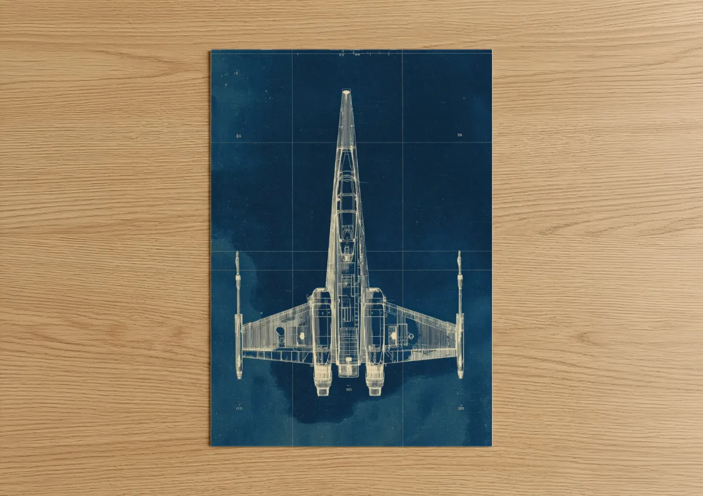 X-Wing Starfighter Blueprint Space Wall Art