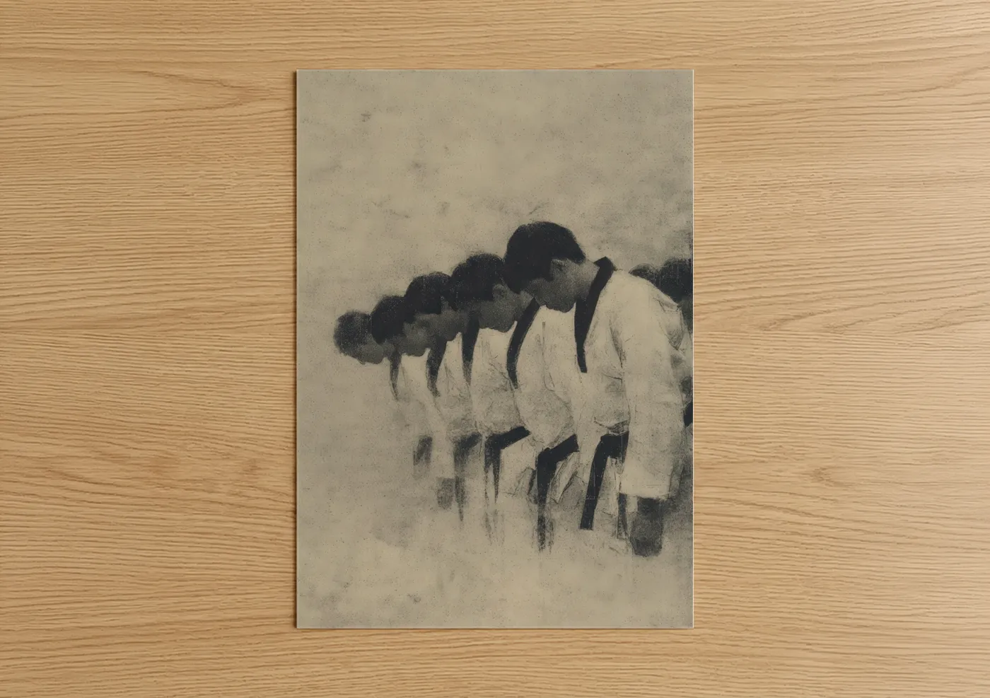 Taekwondo Athletes Bowing Grayscale Wall Art