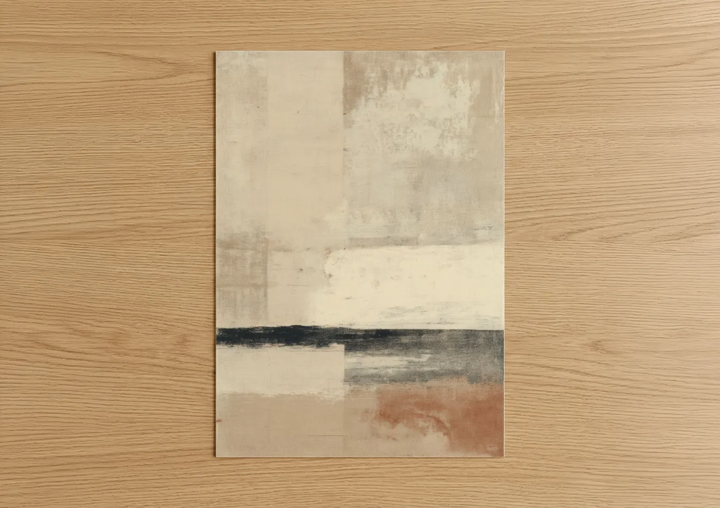 Neutral Horizon Abstract Minimalist Wall Art