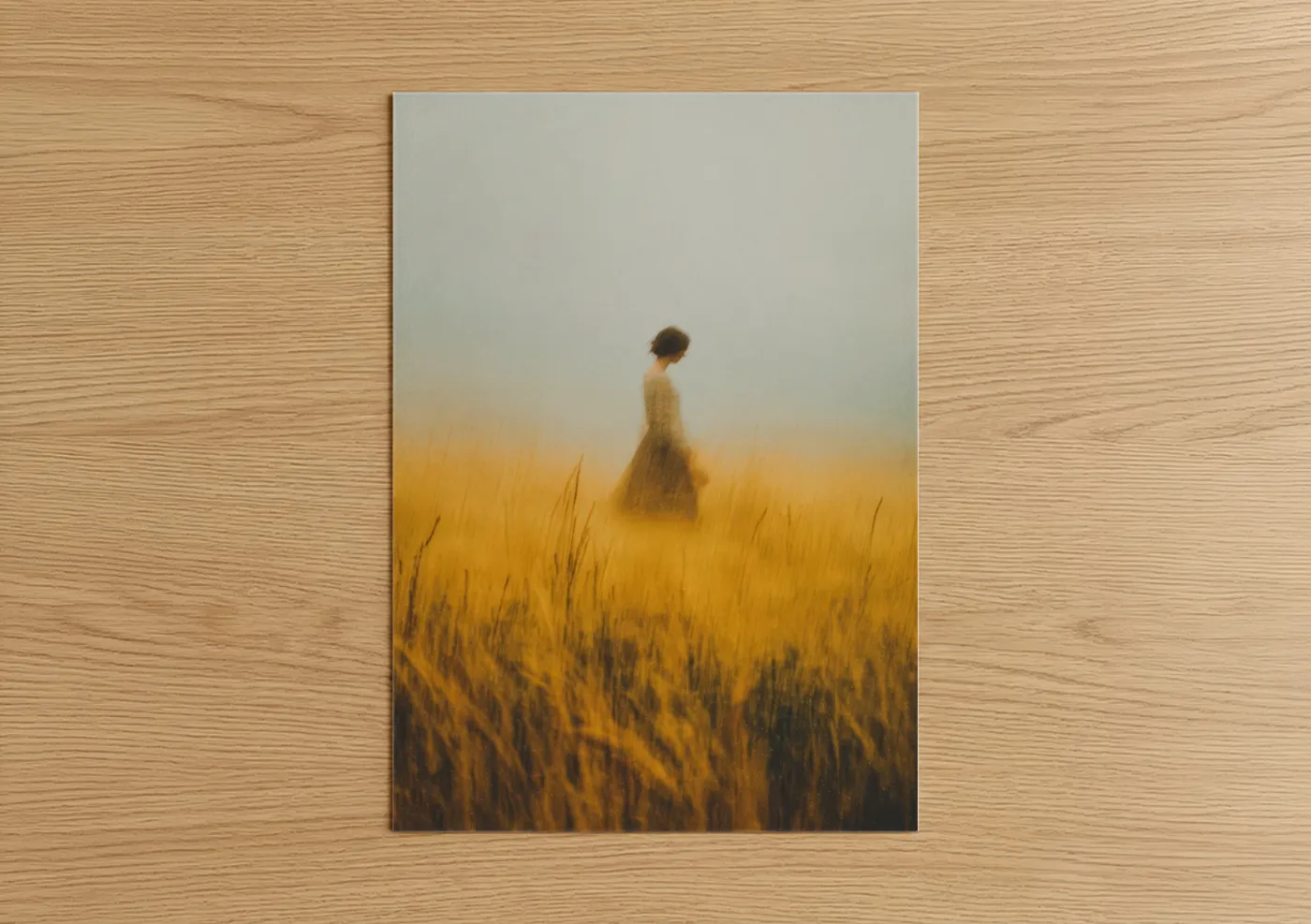 Woman in Golden Grain Field Portrait Wall Art