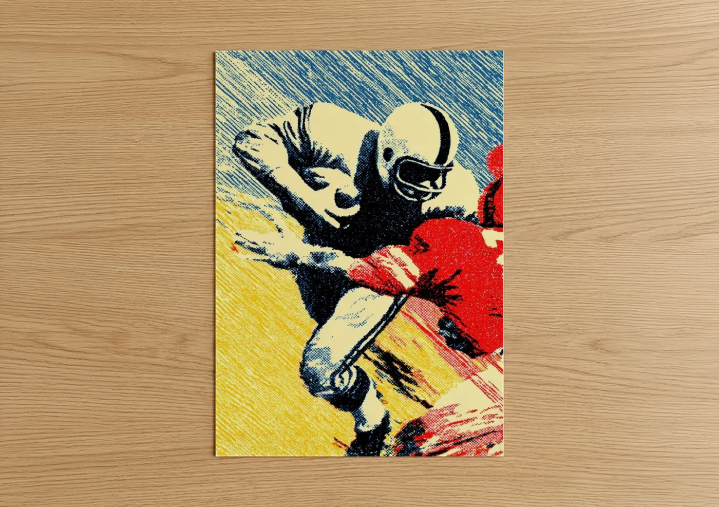 Vintage Football Player Pop Wall Art