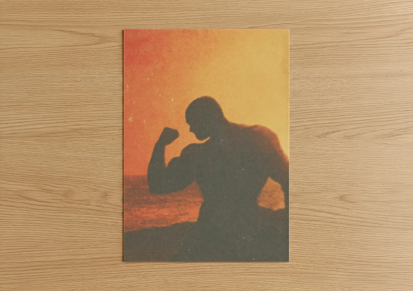 Muscular Silhouette Sunset Bodybuilding Wall Art